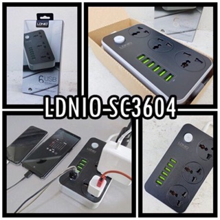 LDNIO SC3604 ปลั๊กต่อพ่วงไฟฟ้า 2 เมตร 3 ช่อง AC Socket + ช่องชาร์จ USB 6 Port 3.4 A