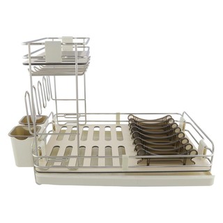 ชั้นคว่ำจานตั้งพื้นสเตนเลส 2 ชั้น DQ-6149A ขาว DISH DRAINER DQ-6149A 2-TIER WHITE