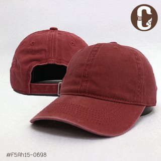 หมวกแก๊ปผ้าฟอก สีเลือดหมู แบบเข็มขัด F5Ah15-0698