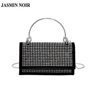 Jasmin NOIR กระเป๋าถือ กระเป๋าสะพายไหล่ สะพายข้าง สายโซ่ ประดับเพชร สําหรับสตรี