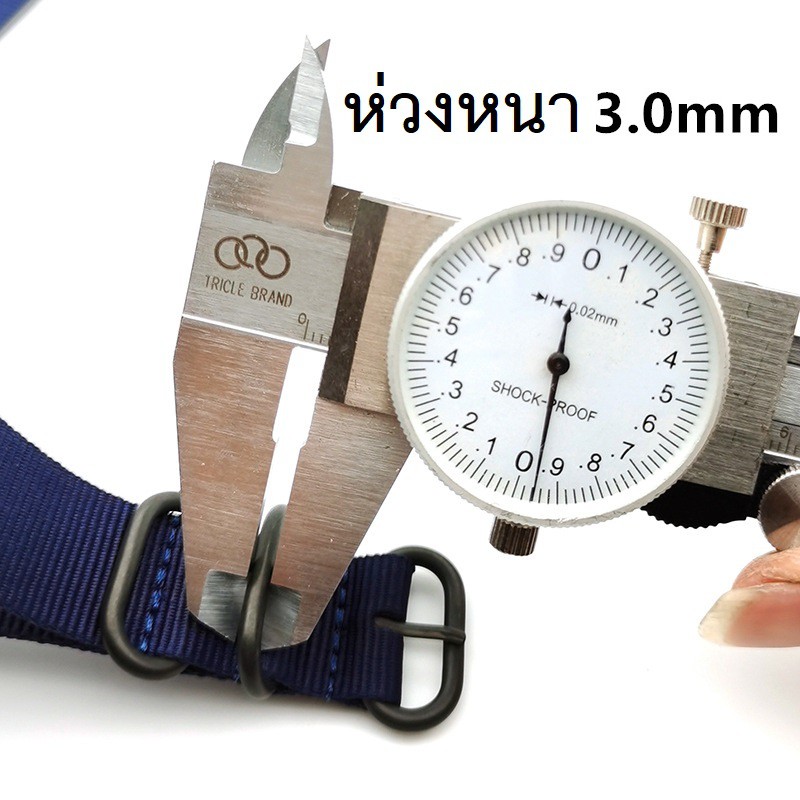 barel สายนาฬิกา ผ้าไนล่อน ห่วงแสตนเลส ดำด้าน ไซส์ 20 มม.แถม สปริง+เหล็กถอดสาย ( nlbb 20 )