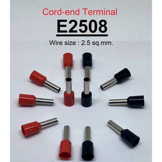 E2508 หางปลาเข็ม คอร์ดเอ็น ขนาด 2.50 ตร.มม. ทองแดง/ทองเหลือง (Cord End terminal Size : 2.50 sq.mm. Copper/Brass)