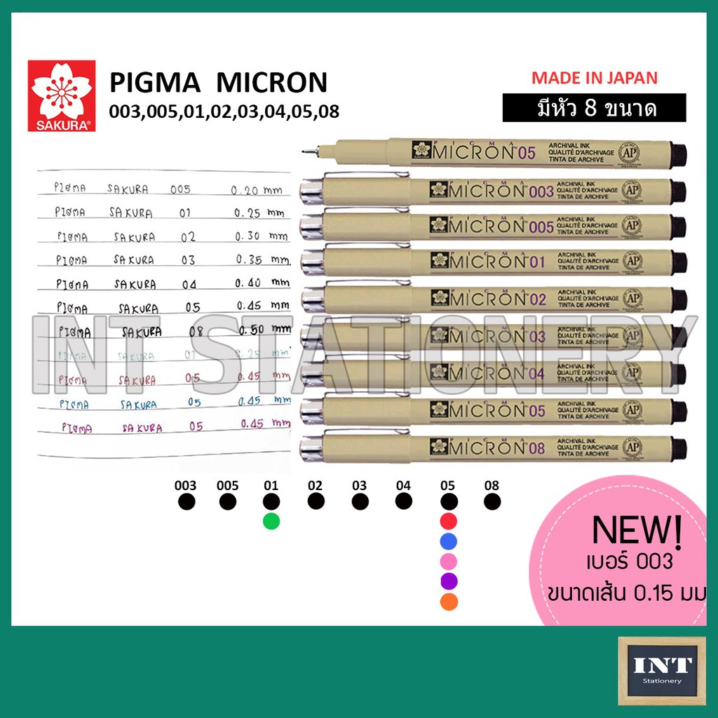 SAKURA/Sipa Pigma Micron Graphic Design Pen Finliner 003 005 01 02 03 04 05  08