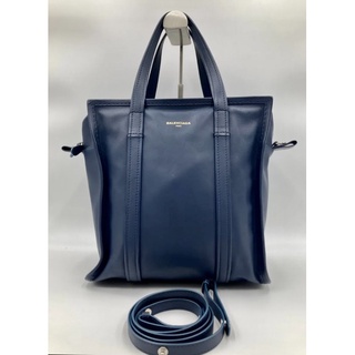 balenciaga navy blue leather 2ways shoulder bag with strap