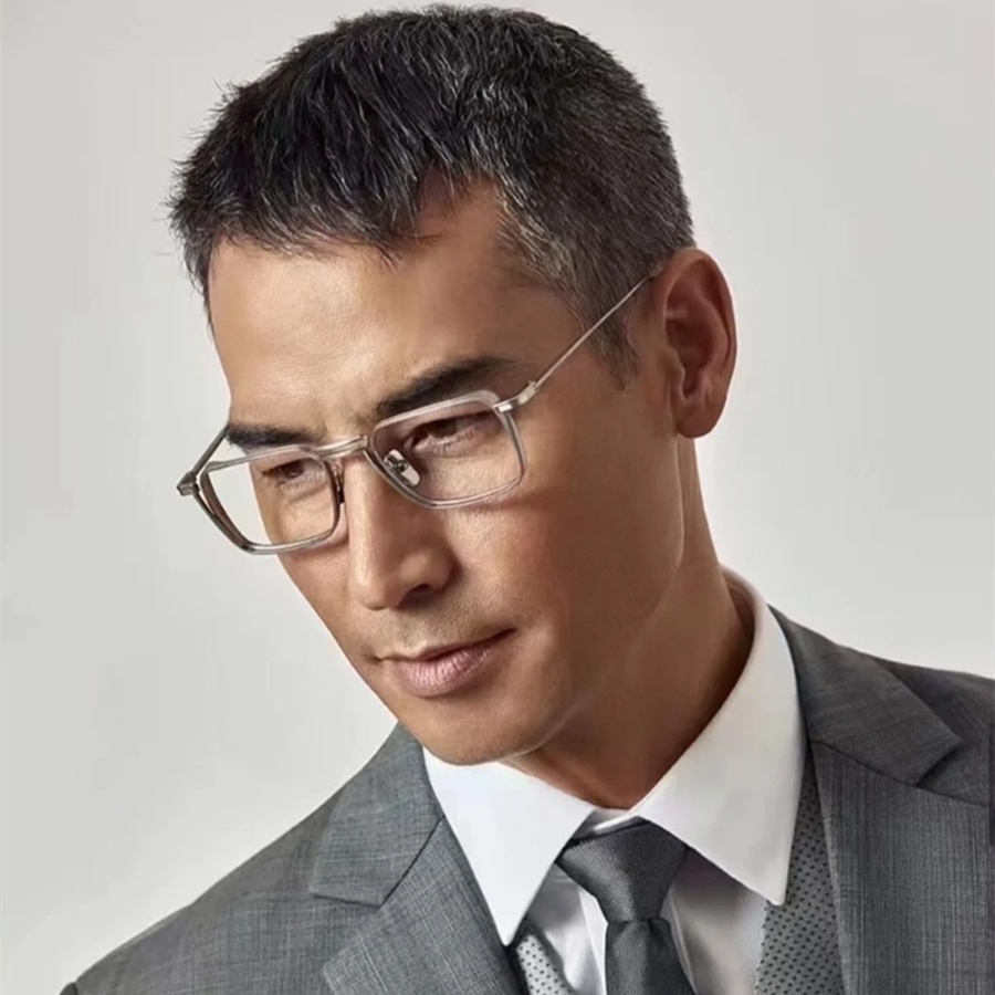 แว่นตาสายตาสั้น กรอบไทเทเนียมบริสุทธิ์ ทรงสี่เหลี่ยม สไตล์ญี่ปุ่น สีเงินบรอนซ์ สําหรับผู้ชาย 2022 LINDSTRUM DTX125 - รูปที่ 2