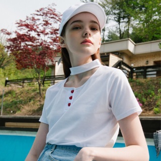 Heart Club Choker neck with heart buttons Top