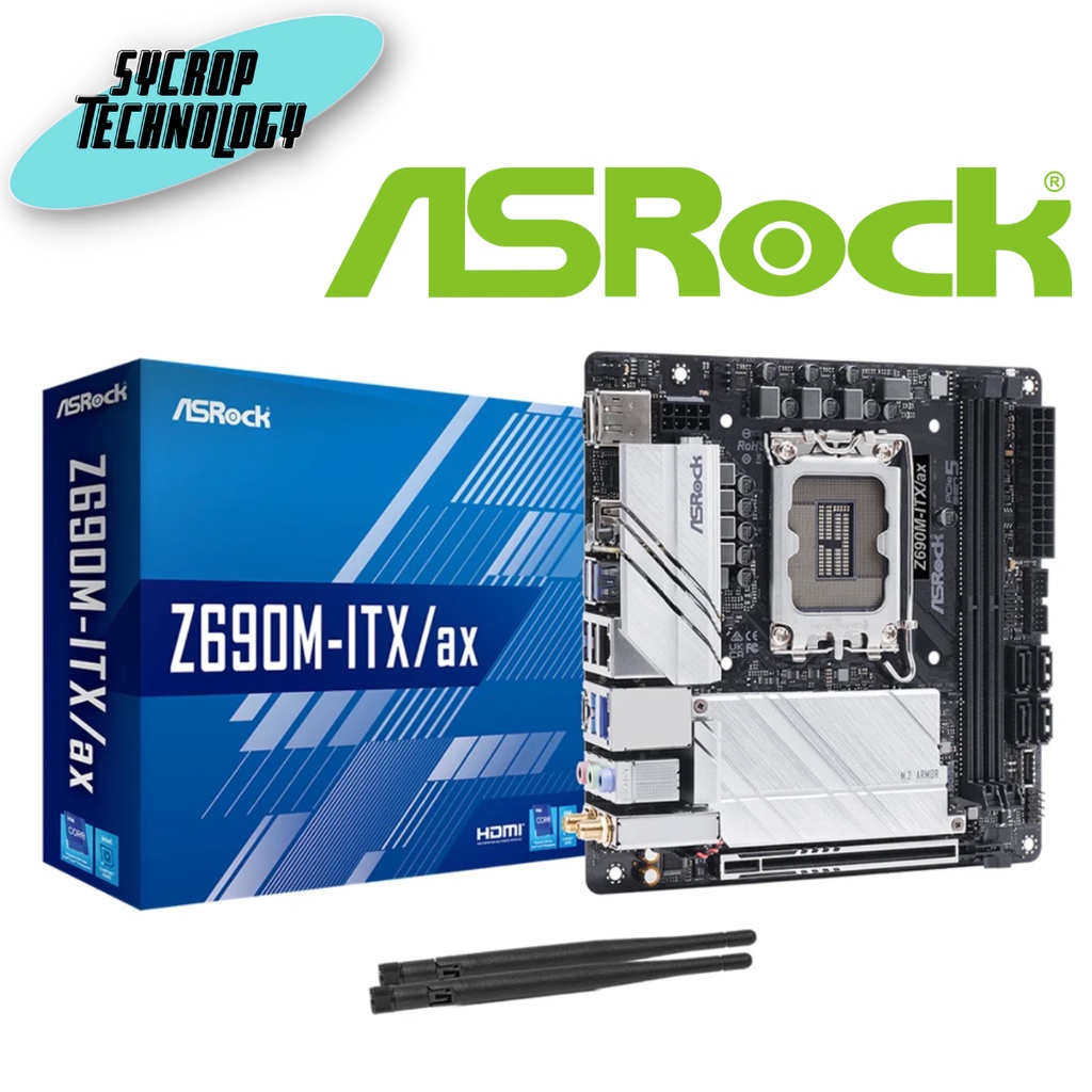 ASROCK MAINBOARD (เมนบอร์ด) 1700 Z690M-ITX/AX (DDR4) ประกันศูนย์ เช็คสินค้าก่อนสั่งซื้อ