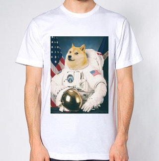 เสื้อยืด- Doge เสื้อยืดแขนสั้นผ้าฝ้าย 100 % ลายนักบินอวกาศ Nasa