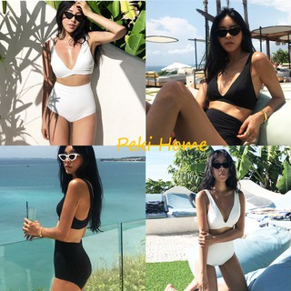 ชุดว่ายน้ำทูพีช/ บิกินี่ YY1944 Bikini สีพื้นเรียบหรู เอวสูง…