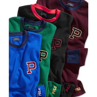 🍭Polo Ralph Lauren waffle top with P Logo (ขีดป้าย) เสื้อแขนยาวผ้าคอตตอนทอวาฟเฟิล