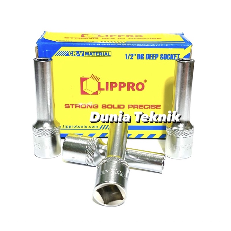MATA Lippro Deep Socket 8 mm 1/2 Bunch 6 PT Long Socket Bit 8 mm Long Shock Socket Bit Deep Wall Soc