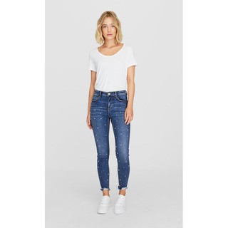 stradivarius skinny jeans กางเกงยีนส์สกินนี่ ผ้ายืด ปักเม็ดไข่มุก เก๋ๆ สวยมากค่ะ แต่งขาด