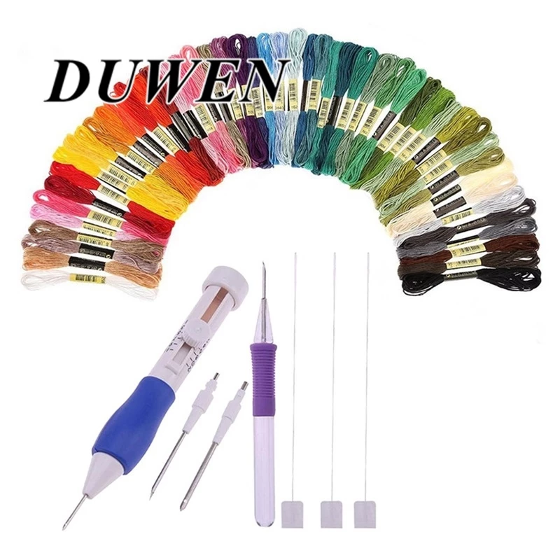 DUWEN ด้ายเย็บปักถักร้อย 3 เข็ม 2 ด้าย 50 สี สําหรับเย็บปักถักร้อย งานฝีมือ DIY