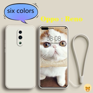 เคส Oppo Reno เคสฟรีสายคล้อง + เคสโทรศัพท์ซิลิโคน TPU แบบเรียบง่าย แฟชั่นทันสมัย