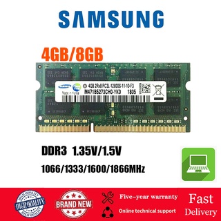 【พร้อมส่ง】หน่วยความจําโน้ตบุ๊ก Samsung 4GB 8GB DDR3 DDR3L SODIMM 1066 1333 1600 1866MHz 204Pin 1.35V 1.5V RAM PC3-8500 10600 12800 14900 สําหรับแล็ปท็อป