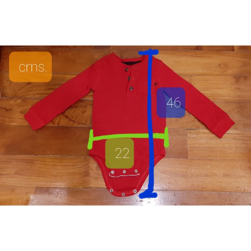 ถูกสุด Carters 24 months ชุดเด็กอ่อนบอดี้สูท แขนยาว กระดุมหน้า กระดุมเป้า สีแดงสดใส สภาพใหม่ ไม่