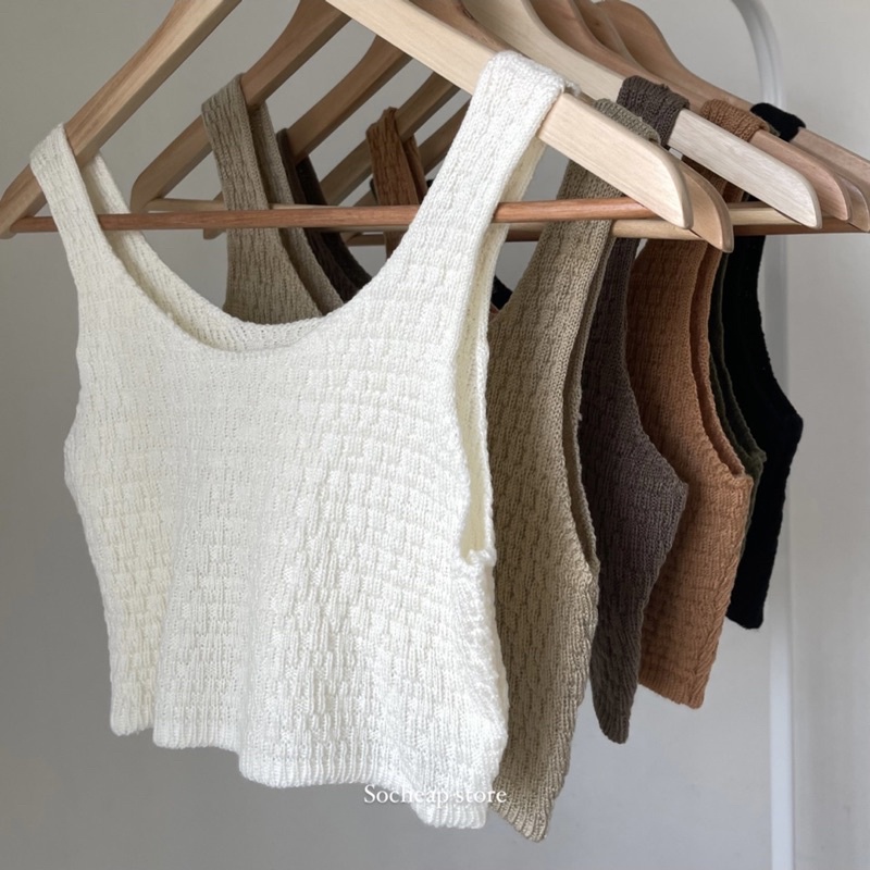 lot สุดท้าย (พร้อมส่ง)Knit knit top เสื้อกล้ามครอปไหมพรม 🧵 I socheap store - รูปที่ 6