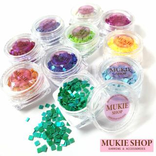 Mukie shop DIY Glitter กลิตเตอร์ แบบเหลี่ยม เล็บ เรซิ่น เคส แต่งเล็บ แต่งเคส แต่งเรซิ่น แบบกระปุก