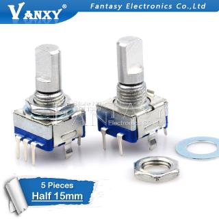 5PCS Half axis rotary encoder, handle length 15mm code switch/ EC11 / digital potentiometer with switch 5Pin