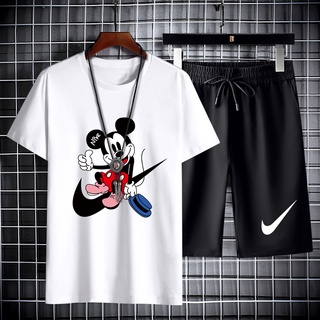 BD89+DKC140ชุดเซ็ทเสื้อยืดแขนสั่ง+กางเกงขาสั้น ใส่ได้ทั้งชายและหญิง.กางเกงกีฬาใส่สบาย