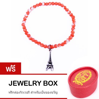 Tips Gallery สร้อย ข้อมือ มุกน้ำทะเล สีส้ม รุ่น Le Eiffel Paris Orange South Sea Mother of Pearl Design TBS142