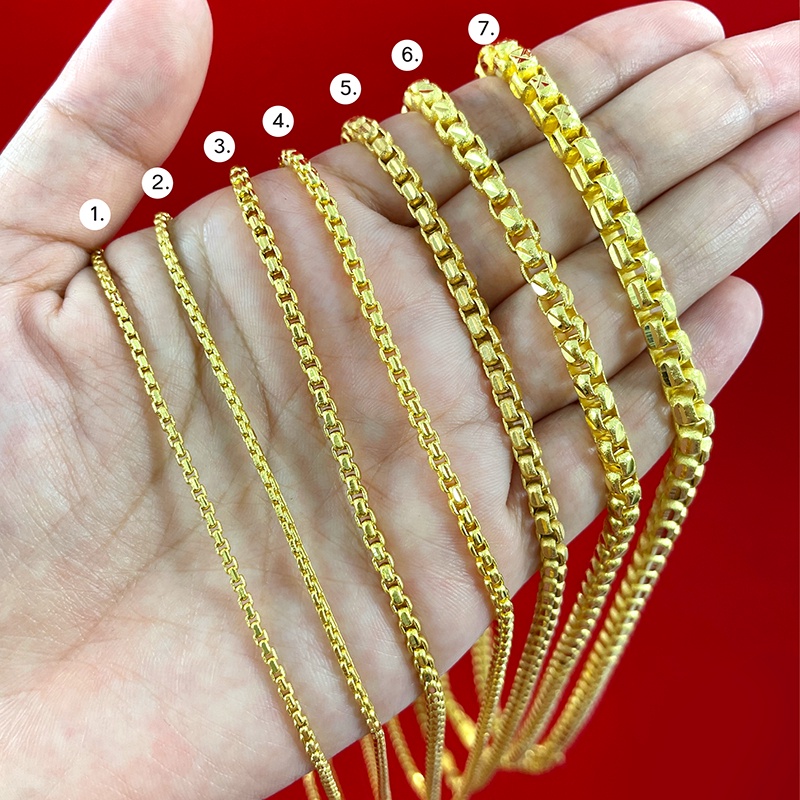 สร้อยคอทองลายผ่าหวายมนคั่นหัวจรวด หนัก 2 สลึง,1,2,3,5บาท ยาว 18-24 นิ้ว ใส่แทนของจริงได้ ทองไมครอน ทองชุบ งานสวย
