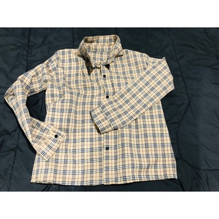 เสื้อลายสก็อตแขนยาวสีน้ำตาลสุภาพ