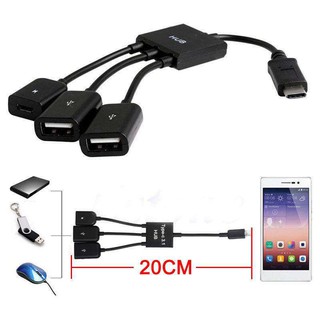 Type C OTG Hub Cable Connector 2 Port USB For Smartphone Tablet PC