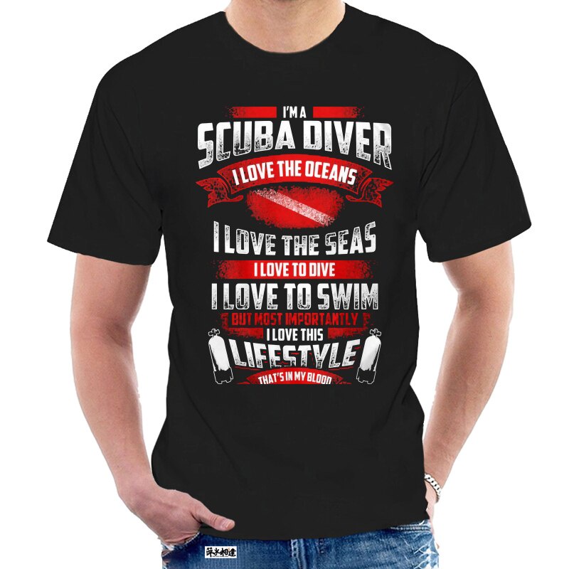 เสื้อยืด ผ้าฝ้าย พิมพ์ลาย I Love The Oceans Seas To Dive IM A Scuba Diver 7856Z สําหรับผู้ชาย 2022S-