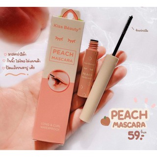 มาสคาร่าลูกพีช​ มาสคาร่ากันน้ำ ขนตายาว งอนเด้ง Peach Mascara​ Kiss​ Beauty (กล่องขาว)​ มาสคาร่าคิ้ว สีดำ กันน้ำ ติดทนนาน