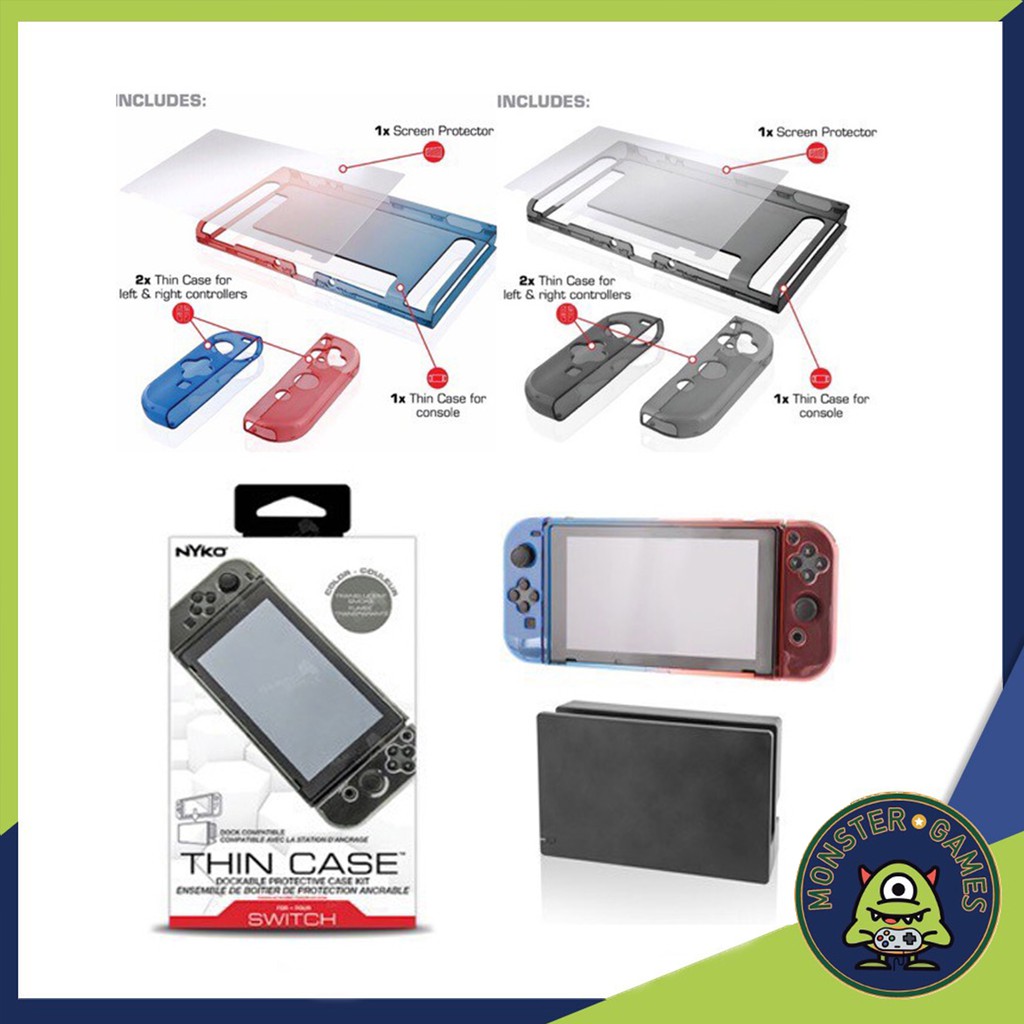 Nyko Thin Case พร้อมกันรอยกระจกในเซต for Nintendo Switch (เคสswitchใส่ dock ได้)(Nyko switch case)(Thin Case Switch)
