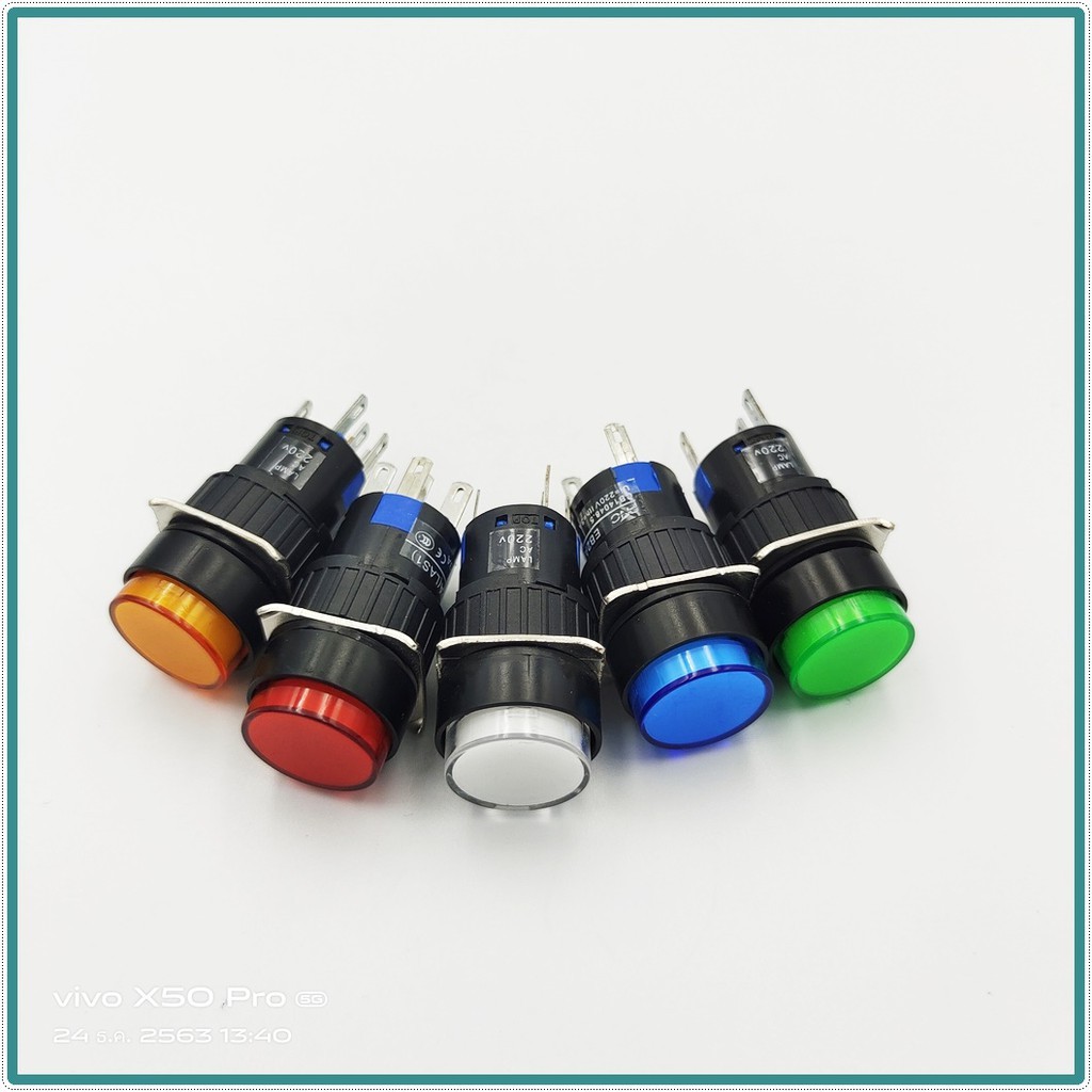 MODELLA16Y11D PUSH BUTTON LAMP SWITCH 16MM.สวิตซ์ปุ่มกดกลมมีแลมป์16