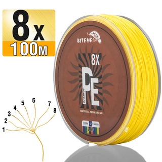 Biteme สายเอ็นตกปลา PE แบบถัก 10-80LB 8 เส้น ยาว 100 ม. 8 ชิ้น