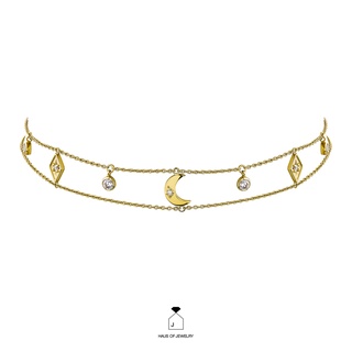 Haus of Jewelry - SELENE CHOKER สร้อยคอ เงินแท้ ประดับเพชรคิวบิกเซอร์โคเนีย (Cubic Zirconia)