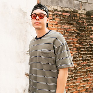 YMT-002 เสื้อยืด Stripe Oversized Tee สีเขียว Sage