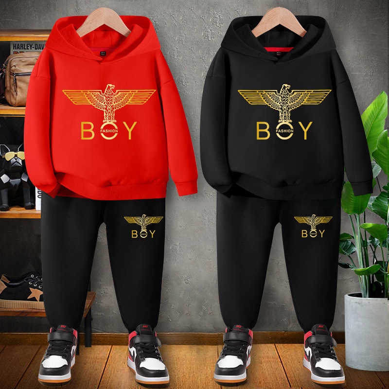 E218+K218Bชุดเซ็ทเด็กเสื้อฮู้ด+กางเกงขายยาวได้ทั้งเด็กชายและเด็กหญิง ลายแฟชั่งสวยการ์ตูนน่ารัก