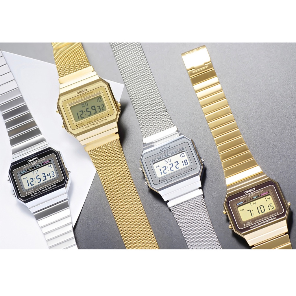 *Casio Standard นาฬิกาข้อมือ รุ่น A700W สีทอง/เงิน/โรสโกล  สายสแตนเลส