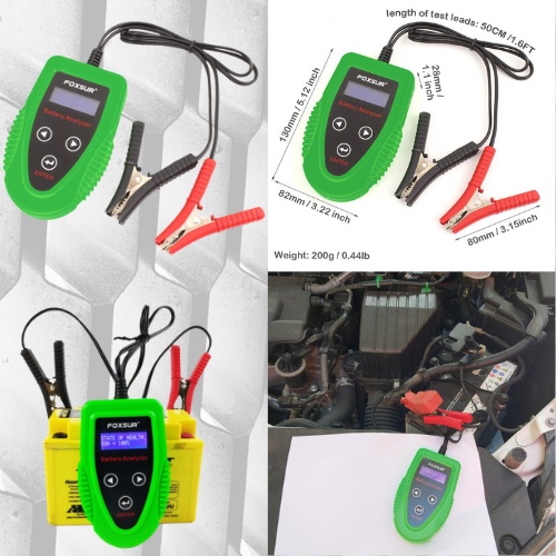 เครื่องวัดค่า cca เครื่องวัดแบตเตอรี่ foxsur 12V Car Battery Detector เครื่องชาร์จอัจฉริยะและฟื้นฟูแบตเตอรี่รถยนต์
