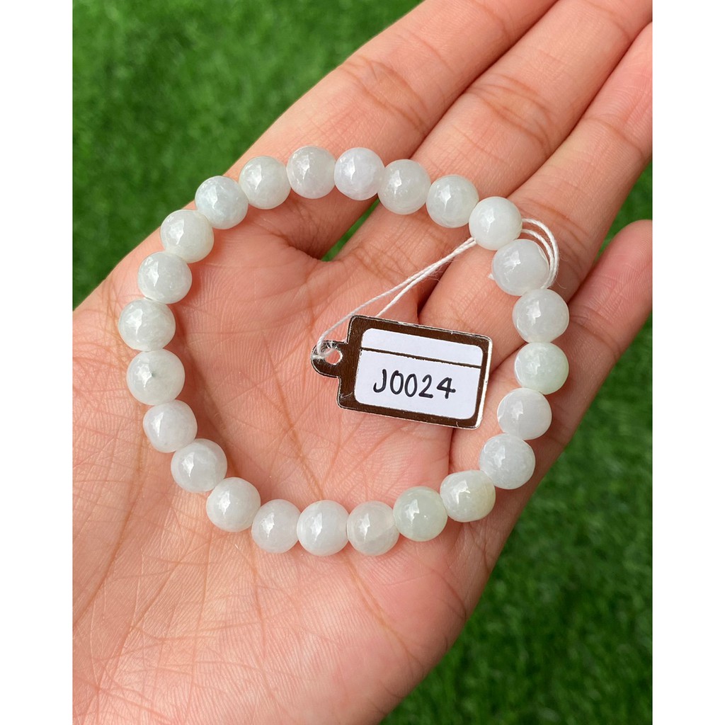 J0024 หยก พม่า แท้ Jade กำไล ประคำหยก (Jadeite Beads Bracelet) พม่า (Myanmar)