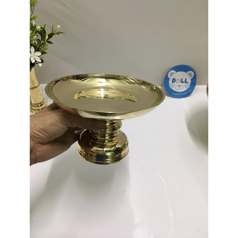 Brass byfa* F1068  พานรองขันขนาด8นิ้ว พานวัดจริง6.8”งานหล่อทองเหลืองแท้ หนาหนัก พานรองหนา