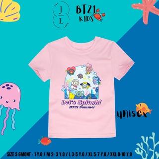 เสื้อยืดผ้าฝ้ายพรีเมี่ยม พิมพ์ลาย Bts BT21 KIDS LETS PLAY SUMMER 10 สี สําหรับเด็ก