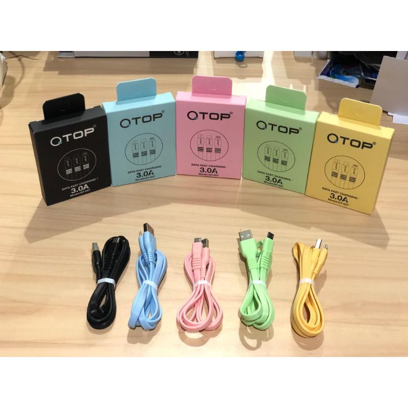 สายเคเบิลข้อมูล Qtop Micro 3.0A Qtop QT-007 Micro Fast สายชาร์จ Qtop Micro 3.0A สาย