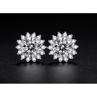 ต่างหู Moissanite เพชรโมอีส เงินแท้ ทองคำขาว18K มีหลายสไตลให้เลือก เพชรโมอีส💎นำ้D VVS1 เล่นไฟได้ตลอก ต่างหู0.5ct Je