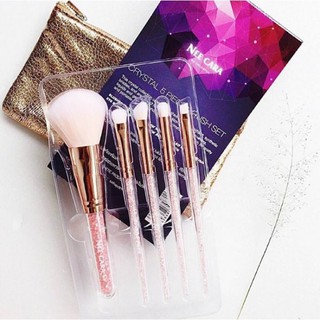 Nee Cara Pink Crystal 5 pcs Brush นีคาร่าชุด เซต แปรงแต่งหน้า 5 ชิ้น+กระเป๋า N117