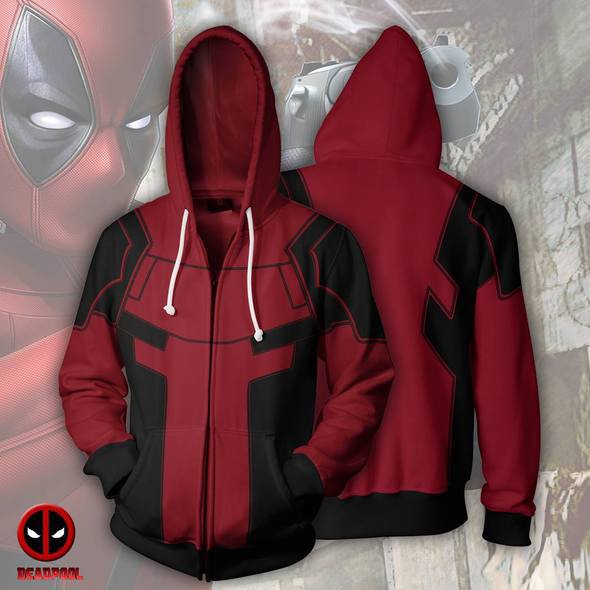 Deadpool Zipper Hoodie Marvel Superhero Zipper Coat 三维 พิมพ์ Hoodie Outerwear Casual Tops