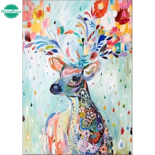 HF Deer Animal Colorful Flower Diamond Painting Kits Round Rhinestone Embroidery  for Home Wall decor 30x40cm