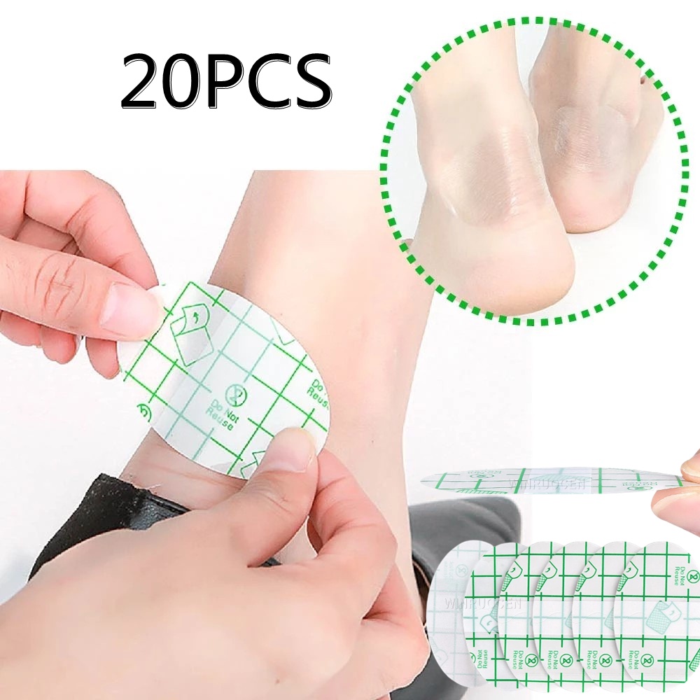 20 ชิ้น Unisex PE ที่มองไม่เห็นกันน้ําแผ่นส้นด้านหลัง/บรรเทาอาการปวด Anti-friction Anti-blisting Heel สติกเกอร์/อุปกรณ์ดูแลเท้า