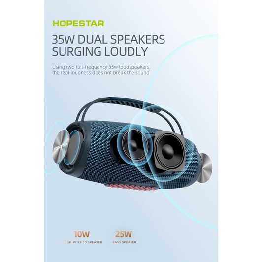 HOPESTAR H50 /P26pro/H53 ลำโพงบลูทู ธ ของแท้ 100%!กลางแจ้งชุดเครื่องเสียงกันน้ำไร้สายแบบพกพา 1 + 1 พร้อมสายรัดพลังสูง