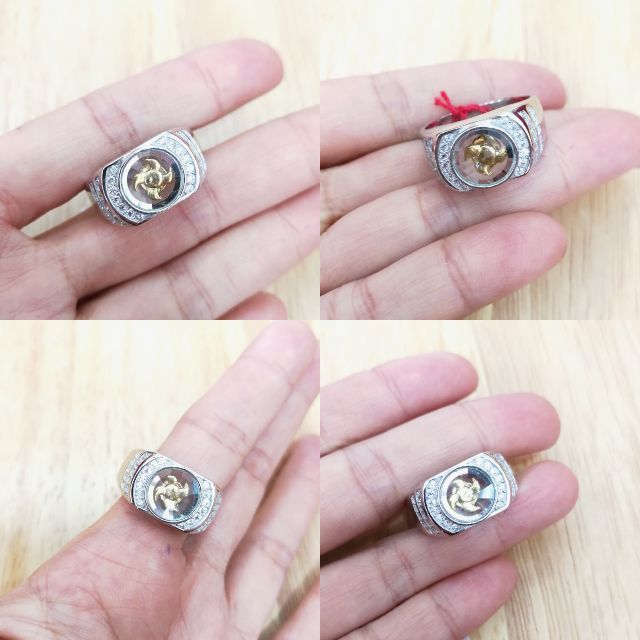 แหวนเงินแท้92.5% แหวนเงินกังหัน แหวนกังหัน กังหันหมุนได้จริง ประดับเพชรcz สวยมาก size59