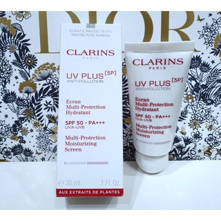 ครีมกันแดด ปรับผิวหน้าให้ดูขาวกระจ่างใส แท้💯%Clarins UV PLUS 5P Anti-Pollution SPF50 PA++++ 30ml. มีฉลากไทย